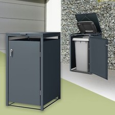 Coffre à poubelles en acier anthracite avec poignées et 2 clés 68x80x116,3 cm