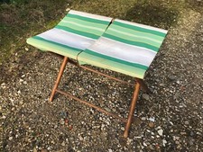 Ancien siège de camping en bois et toile vintage double place 2 personnes pliant