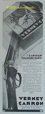 PUBLICITE VERNEY CARRON FUSIL CARNIER PLEIN CHASSE STOPVIS ST ETIENNE DE 1929 AD