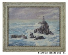 Delfin Gagnor (1896-1970) Tableau Huile Paysage Mer Style Impressionniste S1