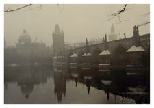 République tchèque, Prague, Pont Charles sous la neige, Tirage vintage, 1953 Pho