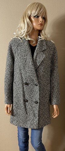 Manteau noir gris laine - noir,