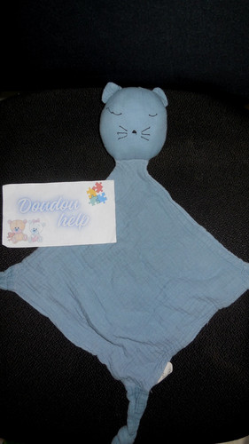 Doudou plat chat bleu - plat, lange