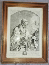 Gravure XVIIIème 1790 " SAINT FRANCOIS DE BORGIA " Cadre pitchpin & verre XIXème