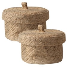  2 Pcs Bac De Rangement Avec Couvercle Panier Stockage Table Bureau