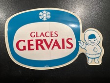 Rare Autocollant ancien publicitaire Glaces Gervais 1970
