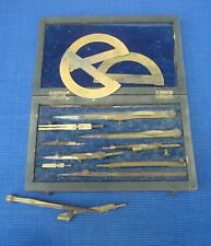 V51 Coffret Boite Compas Bois Laiton Acajou Ancien XIXe