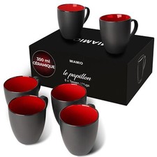 - 6 x 350 ml Tasse à café en grès/Ensemble de tasses Le Papillon Collection N...