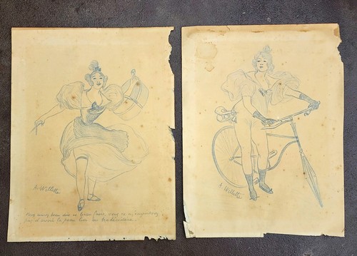 Paire dessin willette - de,