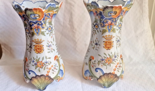 Paire vases faience desvres - de,