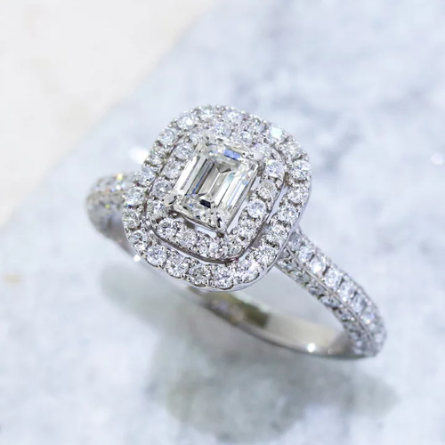Bague diamant taille émeraude - bague,