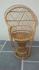 FAUTEUIL POUPEE EN osier ROTIN TRESSE STYLE EMMANUELLE VINTAGE H. 39,5 cm NEUF