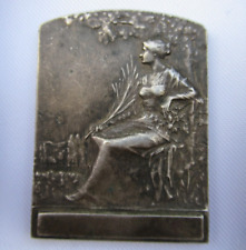 MEDAILLE FRANCAISE BRONZE par RENE BAUDICHON FEMME ART NOUVEAU 1900 51 mm 42 g