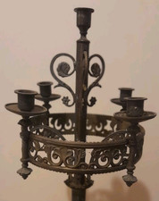 Rare candélabre 19e église Religieux Gothique Tabernacle Pique Cierge bougeoir