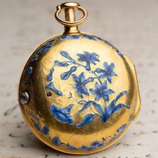REPEATING GOLD & CHAMPLEVE ENAMEL Verge Fusee Antique Pocket Watch -mid XVIII