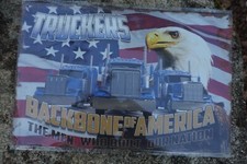 3731 F  PLAQUE METAL CAMION AMERICAIN TRUCKERS USA ROUTIER AIGLE ROYAL  30X20 CM
