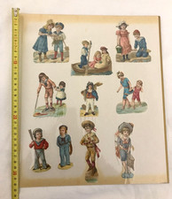 10 Anciens découpis chromos thème de la plage / mer jeu enfants bébés