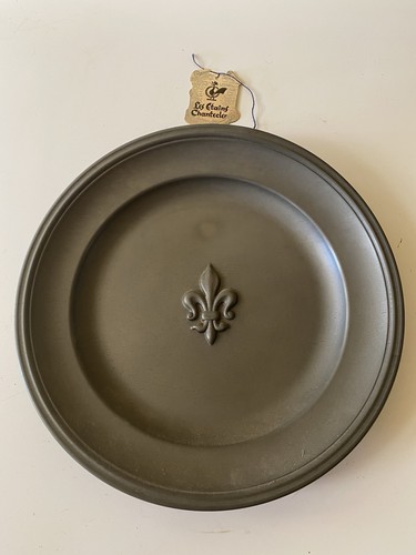 Assiette etain avec fleur - assiette, en