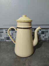 Grande Théière Émaillé En Tôle Jaune Année 1950