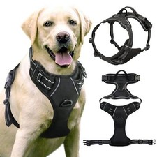 Harnais Anti Traction pour Chien Moyen et Grand Réfléchissant Réglable Souple...