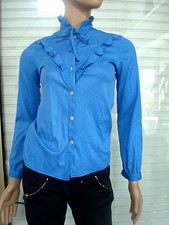CHEMISIER BLEU VIF A JABOT
