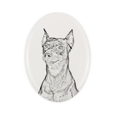 Pinscher allemand une pierre tombale avec la photo d'un chien Art-Dog