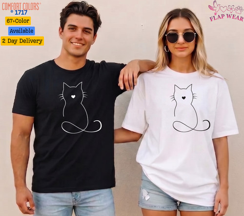 Unisex minimalist cat heart - minimalist, t