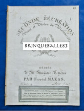 FÉRÉOL MAZAS PIANO VIOLON [VIOLONCELLE] PARTITION OP 9 SECONDE RÉCRÉATION 1819