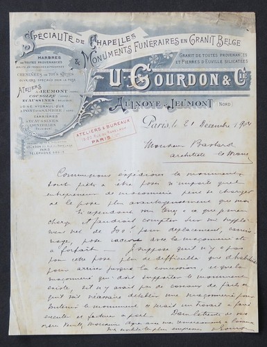 Facture 1904 aulnoye jeumont - 1904,
