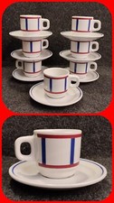 Sarreguemines BASQUE Lot 7 tasses Bistrot + Soucoupes café  