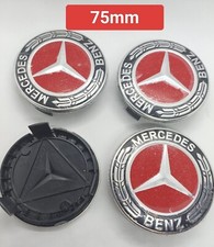 4x Cache Moyeu Logo Rouge Centre Roue 75mm