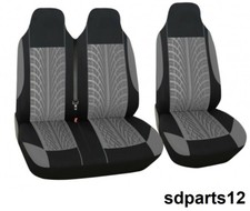 Housses de Siège 2+1 Appui-tête Intégré Tissu Gris Noir Universelles Utilitaire