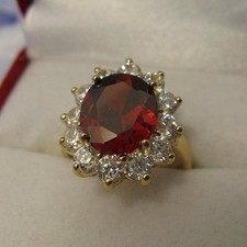 Dolly-Bijoux Femme Bague T50 à 62 Marquise de Rubis Cz 20mm Plaqué Or 18K