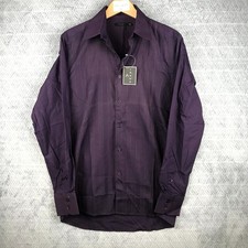 Derby Ville Chemise Homme 39/40 Violet Rayures Tonales 100% Coton Business Neuf