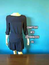 Valeur 165 Euros Comptoir des Cotonniers Taille 34 NEUF Robe manches 3/4 bleue