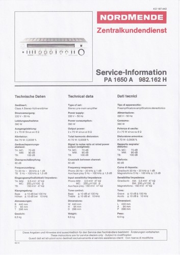 Service manuel instructions - service, d'instructions