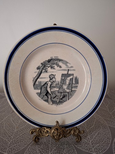 Ancienne assiette illustrée - assiette,