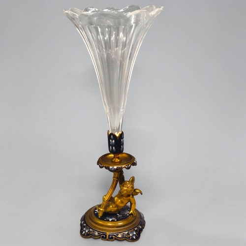 Antique crystal cornet vase - crystal,