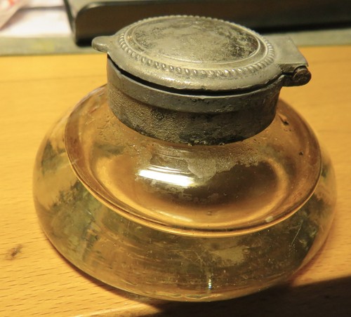 Encrier ancien verre - ancien, soufflé