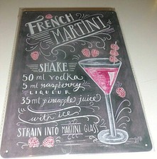 Plaque Métal Tôlée Vintage 20 X 30cm BAR BOISSON DECO COCKTAIL FRENCH MARTINI NF