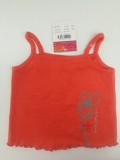NEUF Adeline 23mois 86 Fille : Débardeur Orange Brodé Fleur Vêtement Bébé Été