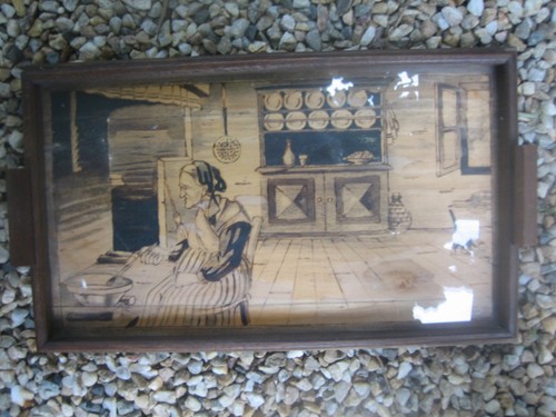 Grand plateau art déco signé