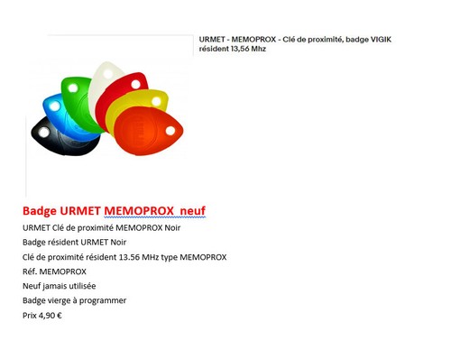Badge urmet memoprox - badge,
