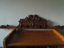 Magnifique Fronton En Bois sculpté décor floral et noeud