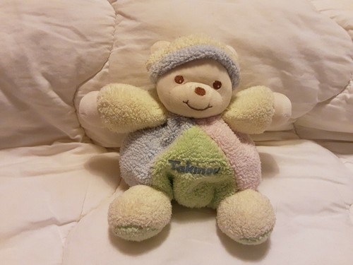Doudou peluche ours vert bleu - peluche,