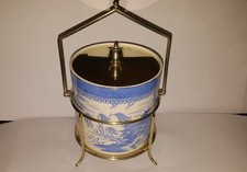 Copeland Fin 19th Siècle Chinoiserie Biscuit Tonneau En Plaqué Argent Socle
