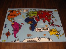 NOUVEAU TAPIS/TAPIS DE CARTE DU MONDE DE QUALITÉ ANTIDÉRAPANT 100 X 150 CM ENVIRON IDÉAL POUR LA MAISON OU L'ÉCOLE