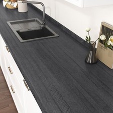 Papier Adhesif pour Meuble Bois Cuisine Papier Peint Adhesif Noir Gris Revete...