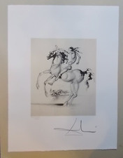 Lithographie, Salvador Dali  " Cavalier Dalinien " , signée et numérotée