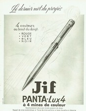 publicité Advertising 0921 1951    stylo Jif  Panta-Lux 4 mines de couleurs